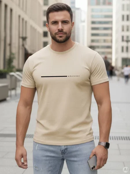 T-shirt z napisem Whatever Dstreet beżowy