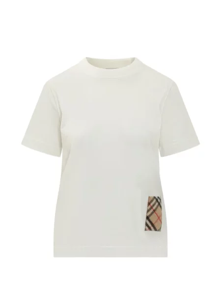 Tricou Burberry din cașmir în carouri alb