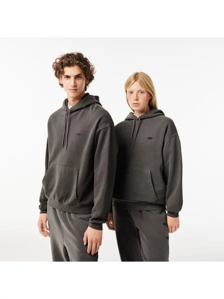 Lacoste Bluza Z Kapturem Loose Fit Cotton Fleece szara
