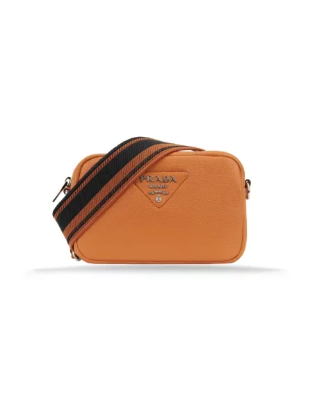 Torebka skórzana Prada skórzana pomarańczowa