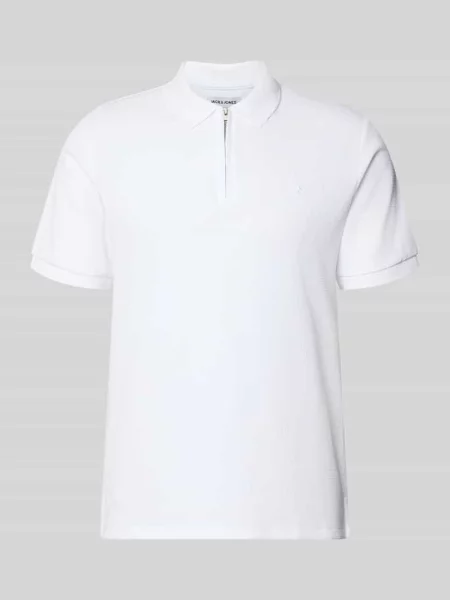 Koszulka polo o kroju regular fit z zamkiem błyskawicznym model AUSTIN' Jack & Jones biała