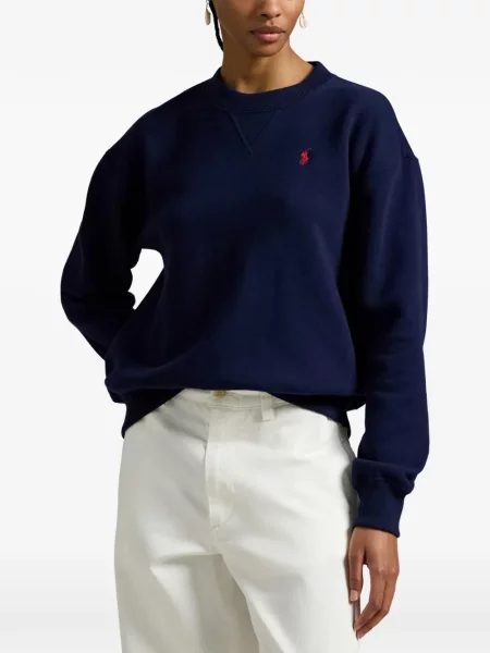 Велурен суитчър Polo Ralph Lauren с автограф сиво