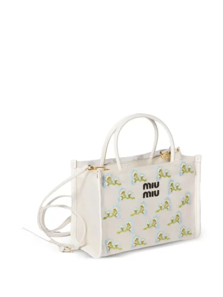 Top Miu Miu plasă alb