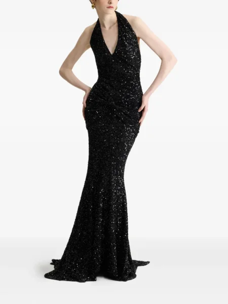 Rochie maxi Patou cu gât halter de costum negru