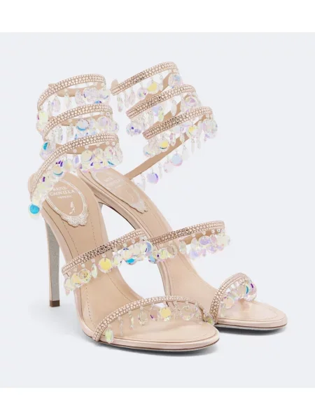 Sandale Rene Caovilla din satin roz