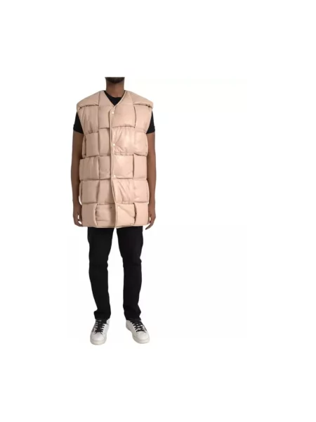 Kamizelka Bottega Veneta skórzana beżowa