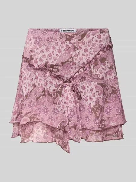 Spódnica mini z asymetrycznym efektem stopniowania i falbanami Review