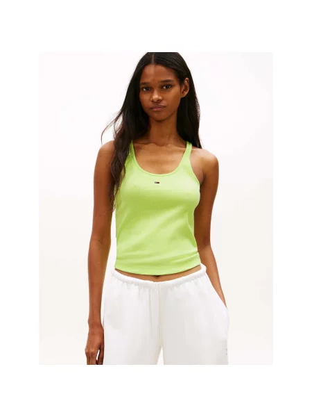 Tommy Jeans Top Racerback Svijetlo zelena