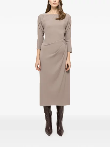 Rochie midi Nissa plisată până la genunchi de costum gri