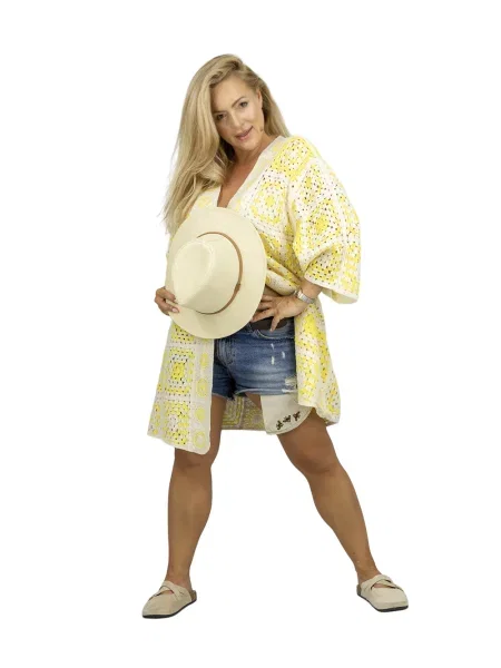 Cardigan Pri boho ajurat alb