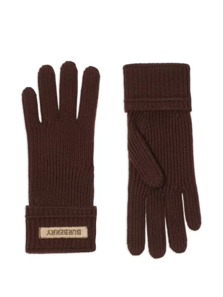 Vunene rukavice Burberry s autogramom smeđa