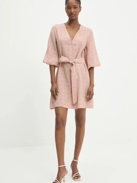 Answear Lab sukienka mini rozkloszowana różowy