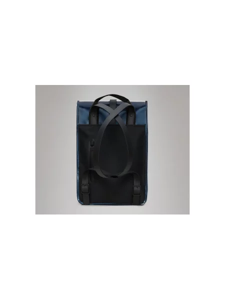 Раница Rains Backpack Mini тъмносиньо голям с изчистен дизайн синьо