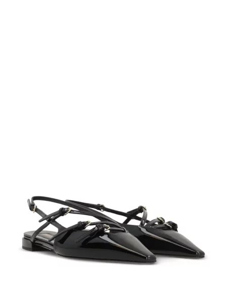 Pantofi cu toc Miu Miu din piele de lac slingback negru