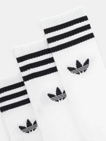 Skarpety Adidas Originals w paski z nadrukiem białe