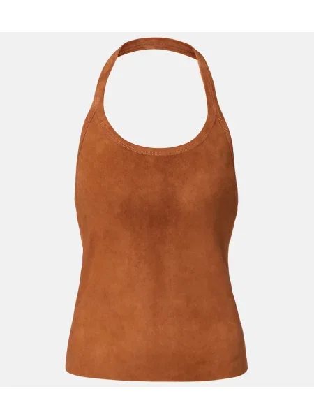 Top Stouls din piele de căprioară maro