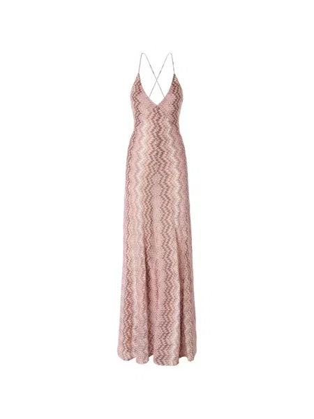Lung rochie Missoni cu model piele de șarpe roz