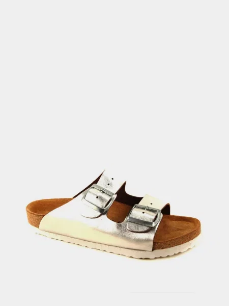 Кожаные шлепанцы Forelli серебряные