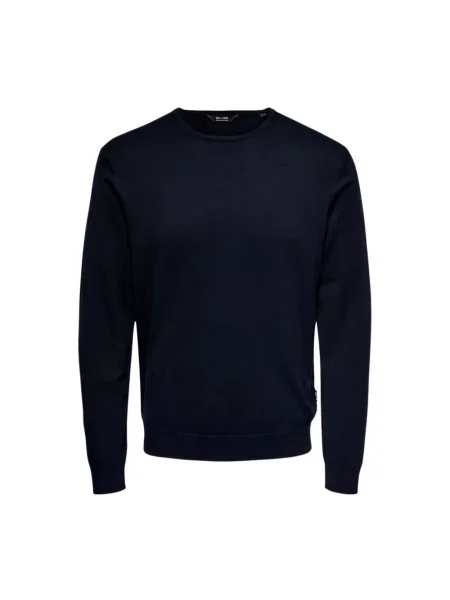 Sweter z dzianiny o kroju regular fit z mieszanki model ‘WYLER’ Only & Sons niebieski