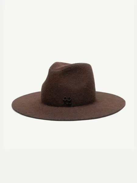 RUSLAN BAGINSKIY széles karimájú kalap női gyapjúval Fedora Hat barna