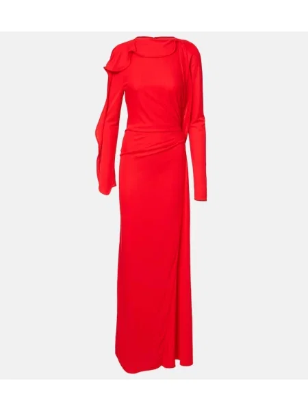 Rochie maxi Victoria Beckham drapată de costum roșu