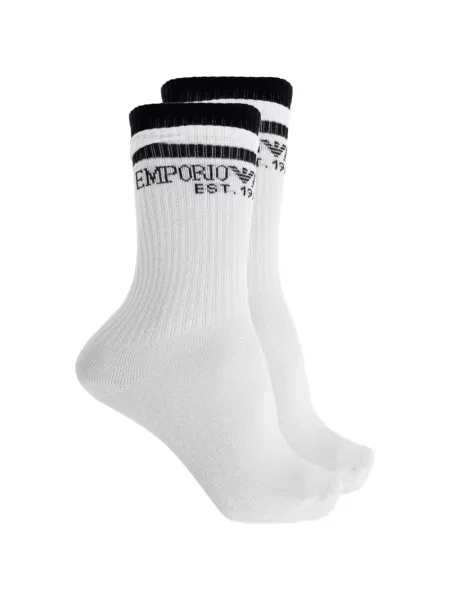 Pletené ponožky Emporio Armani s potiskem bílé