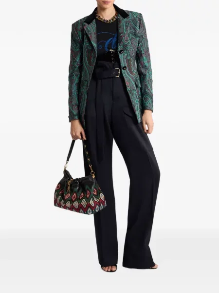 Cu centură pantaloni Etro de lână negru