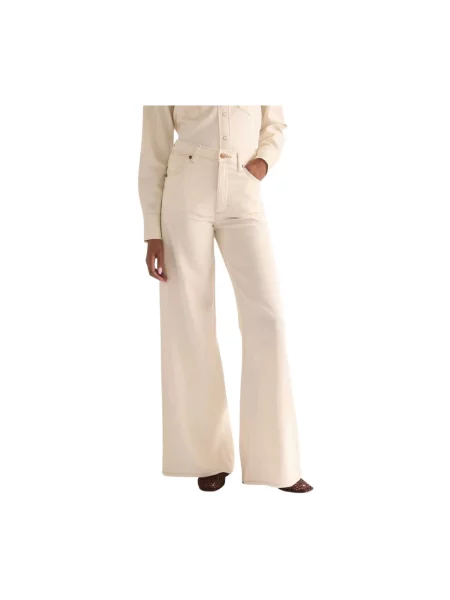 Szerokie jeansy Wrangler beżowe