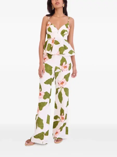 Pantaloni Cara Cara cu model floral cu imagine alb