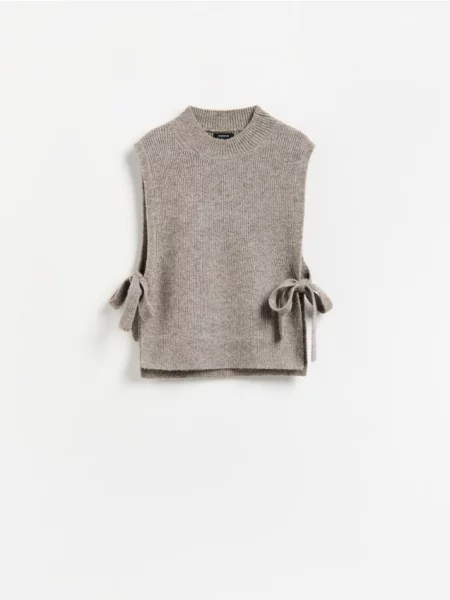 Reserved Poncho din amestec de lână gri-maroniu gri