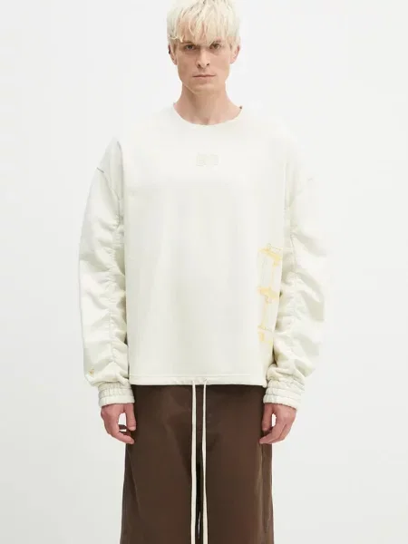 A-COLD-WALL* hanorac de Shroud Crewneck barbati cu imprimeu bej