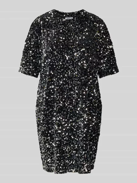 Sukienka mini z cekinami i okrągłym dekoltem Jake*s Casual czarna