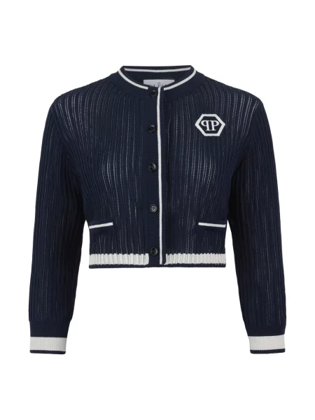 Dzianinowy kardigan Philipp Plein niebieski