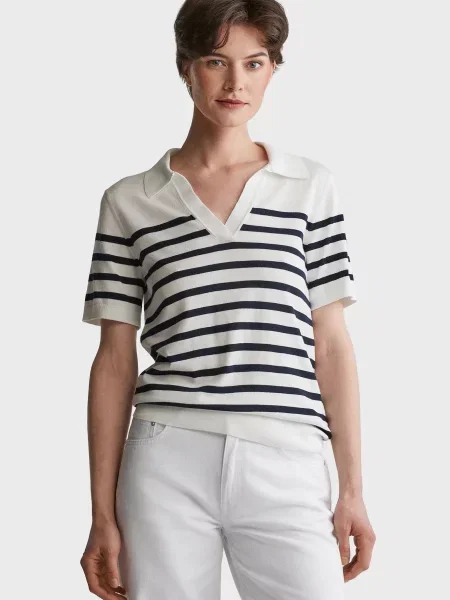 Смугастий трикотажний светр Gant білий