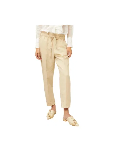Lniane spodnie Souvenir beżowe