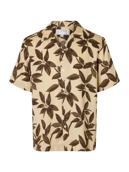 SELECTED HOMME Košeľa SLHNOA / hnedá / olivová béžová