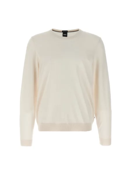 Sweter Hugo Boss wełniany z logo biały