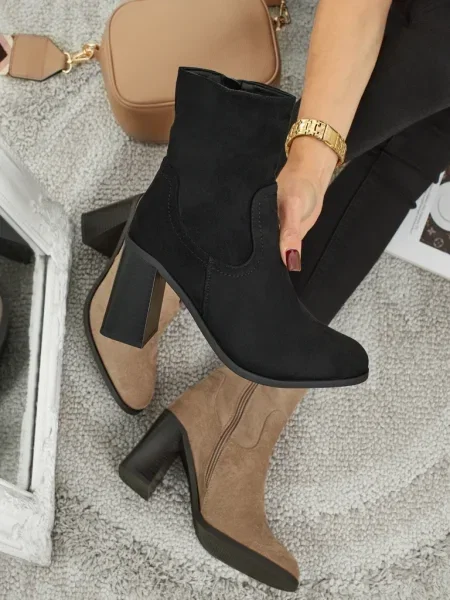 Semišové zkrácené polokozačky Resti černé