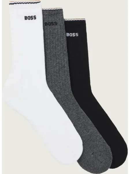 BOSS BLACK Șosete 3P QS Rib Stripe CC alb