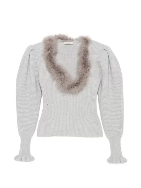 Pulover Blumarine cu pene gri