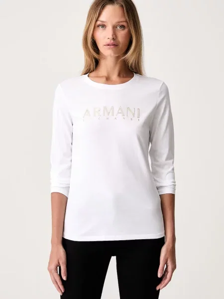 Tricou cu mânecă lungă Armani Exchange alb