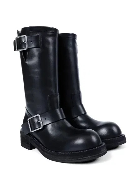 Botine Ann Demeulemeester cu cataramă biker negru