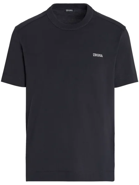 Tricou Zegna cu broderie albastru