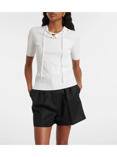Šnurovací pletený top Max Mara biela