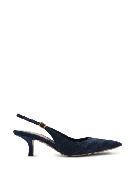 Pantofi cu toc Burberry în carouri slingback albastru