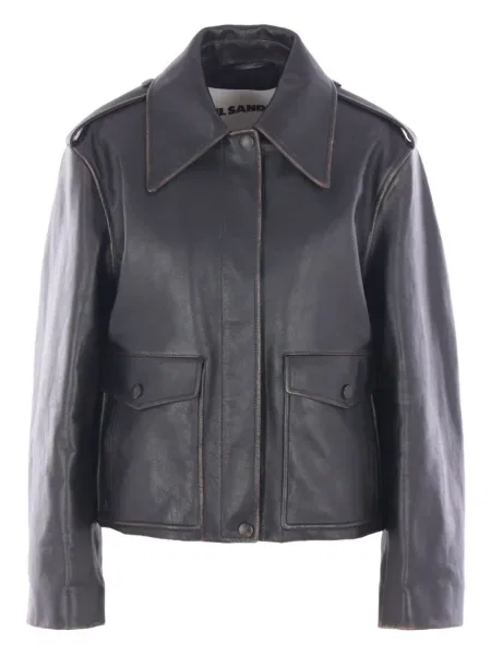 Geanta de piele Jil Sander negru