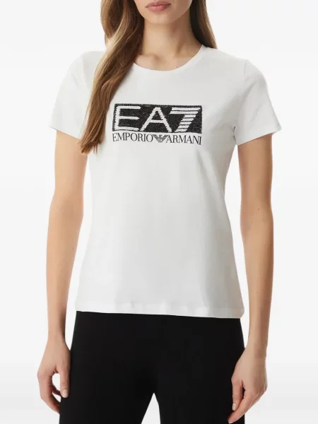 Tricou Ea7 Emporio Armani cu paiete alb
