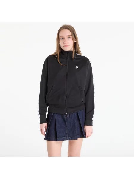 Sweatshirt FRED PERRY Taped Track Jacket Black 34 negru