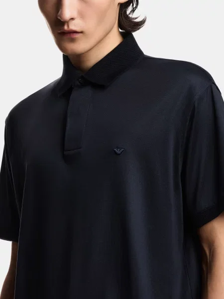 Поло Emporio Armani из лиоцела синее