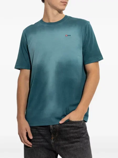 Tricou Diesel cu broderie albastru